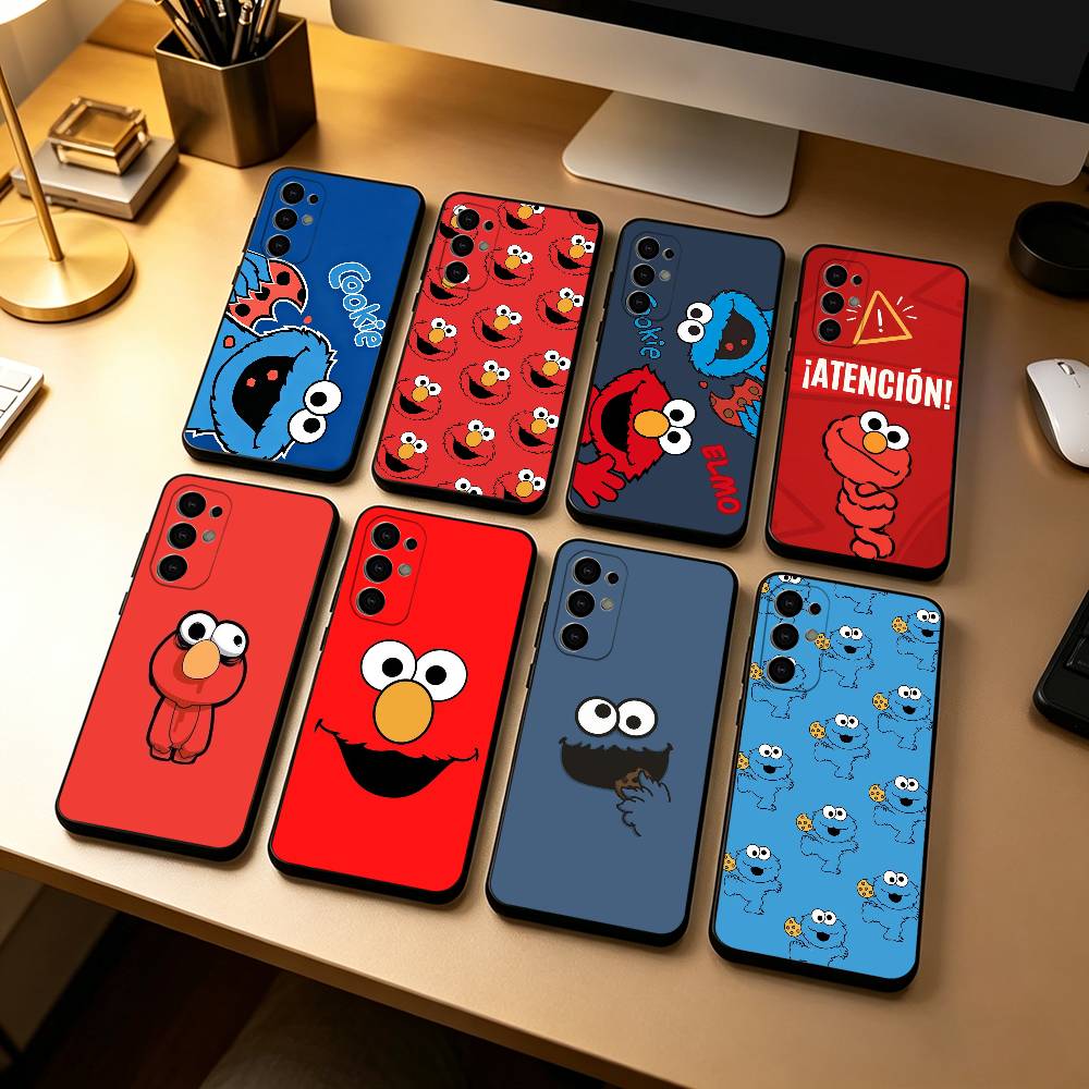 E-ElmoS R-Red C-CookiE Phone Case Black Silicone Soft For Samsung S25,S24,S21,S22,S23,S30,Ultra,S20,Plus,Fe,Lite