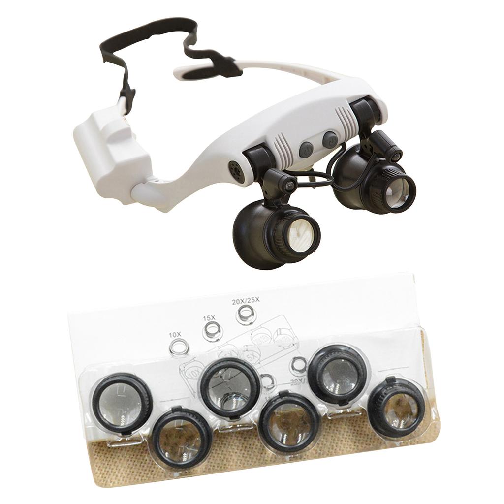 Magnifying Glasses with LED Light Jeweler Loupe Watch Repair Magnifier with 4 Interchangeable Lens 10x 15x 20x 25x