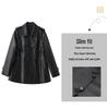 Veste Manteau Mi-long Petit en Cuir PU Rétro Mode Automne 2024 pour Femme
