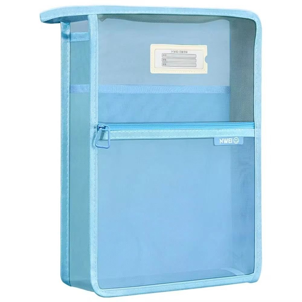 

Wide Opening File Folder Bag Thickened Mesh Stationery Organizer Pouch School Office Supplies синий