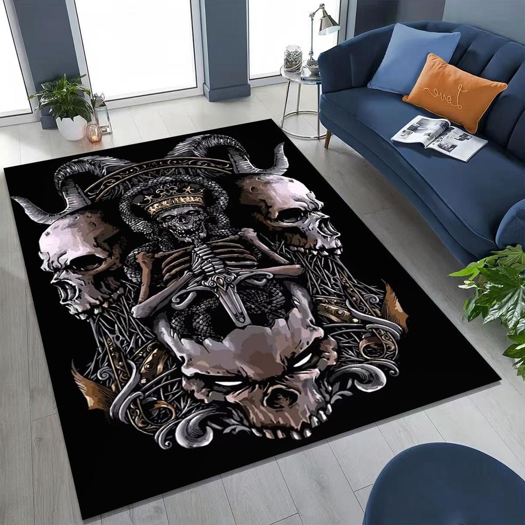 Nordic Viking Warrior Symbol Valhalla Valknut Rune Moto Rug for Bedroom Living Room Sofa Home Doormat Decor,Non-slip Floor Mat