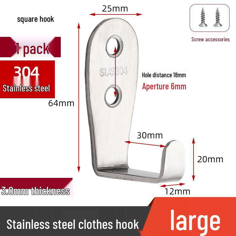 

Heavy-Duty 304 Stainless Steel Square Coat Hooks with Screws (10-Pack)