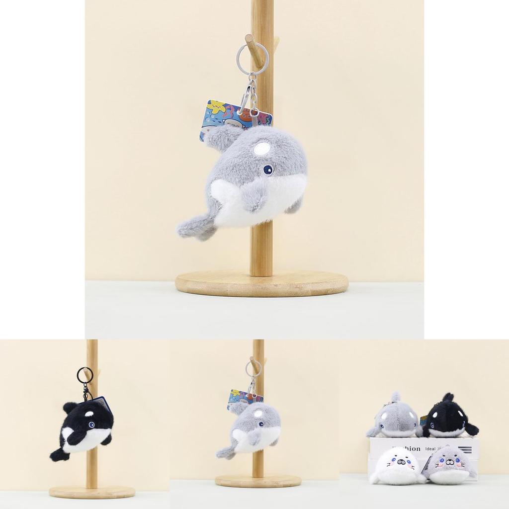 Adorable Plush Whale And Seal Keychain Accessories Soft Stuffed Animal Toys