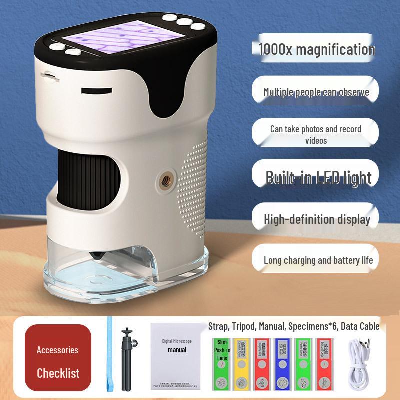 Portable 1000x Microscope Camera for Kids' Science and Middle School Projects.