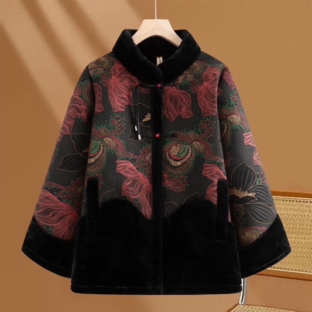 Mittleren Alters Mutter Herbst und Winter Neuer Mantel Im Älteren Fleece Verdickt Mantel