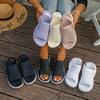 Women's Comfortable Split-Toe Sandals - Casual Fabric Upper with Rubber Sole and Medium Thick Heel