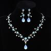 Shiny Water Drop Bridal Jewelry Sets Rhinestone Choker Necklace Earring Set  Banquet