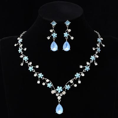 Rhinestone Water Drop Bridal Jewelry Sets Golden Shiny Exquisite Jewelry Sets Handmade Aesthetic Choker Necklace Earring Set