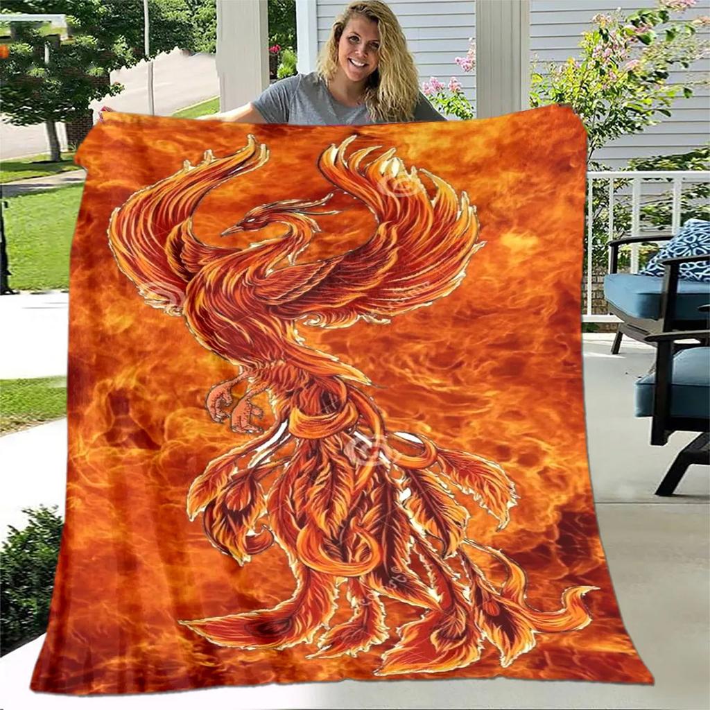 Inferno Phoenix Series digitalprinted polyester Bedroom velvet flannel cover blanket Fleece soft sofa cover blankets for beds