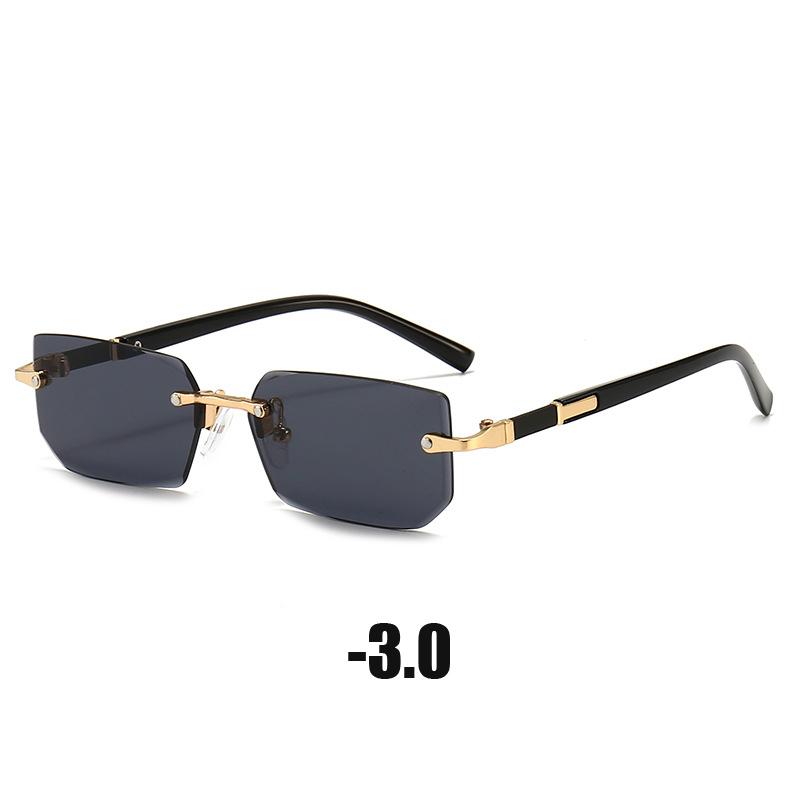Retro Korean Myopia Sunglasses Seaside Frameless Eyeglasse Anti UV Shades Near Sight Diopters 0 To -4.0