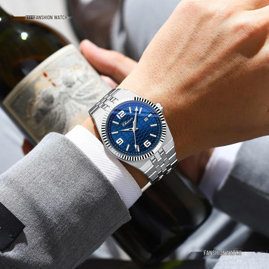 CHENXI Men's Fashion Stainless Steel Automatic Mechanical Watch with Calendar & Luminous Waterproof Features