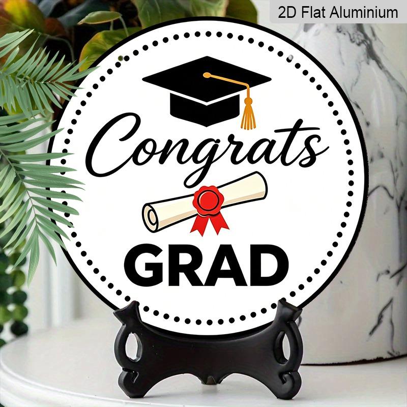2D Flat Aluminum Graduation-themed Wall Decorations, Available in Various Sizes, Featuring A Minimalist Black and White Style A Perfect Choice for