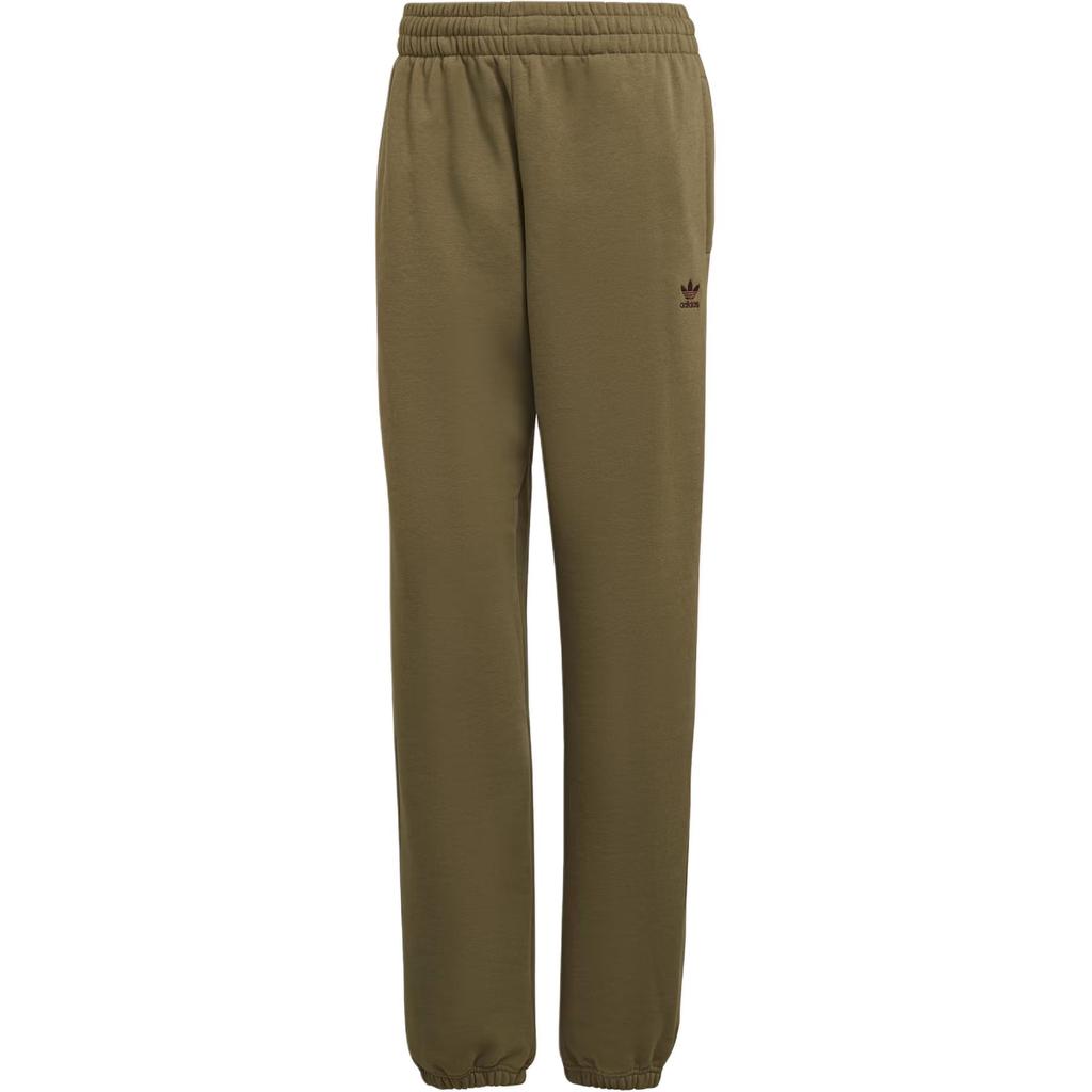 Adidas Originals Solid Color Brand Logo Embroidered Drawstring Cuffed Sports Pants Women Bottoms Olive-Green H06632