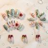 1 Set Cartoon Fruit Dog Press On Nails Women Long French Tip Stick-on Fake Nails Full Cover Glue On False Nails DIY Manicure Supplies