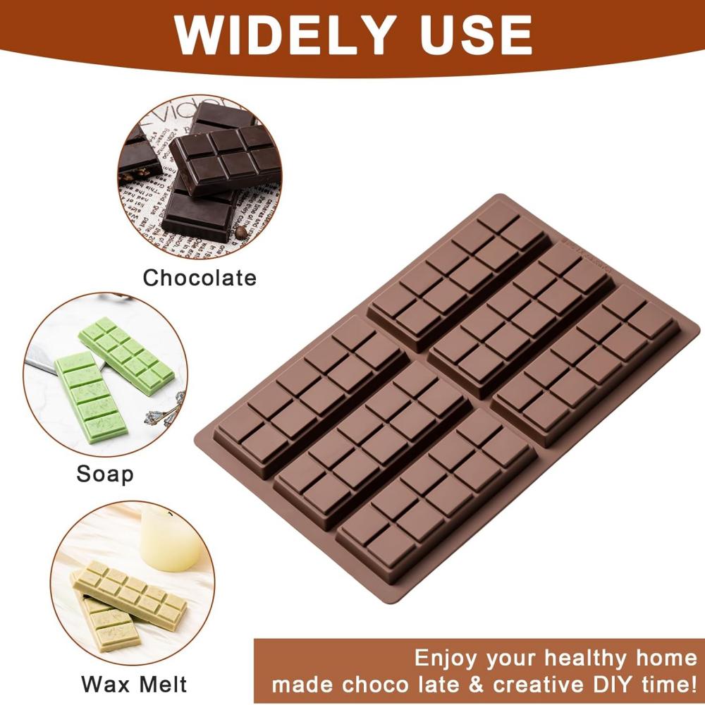 Chocolate Bar Molds - Non-stick Chocolate Molds, Food-grade Silicone Deep Molds for Dubai Pistachios, Candies, Snacks