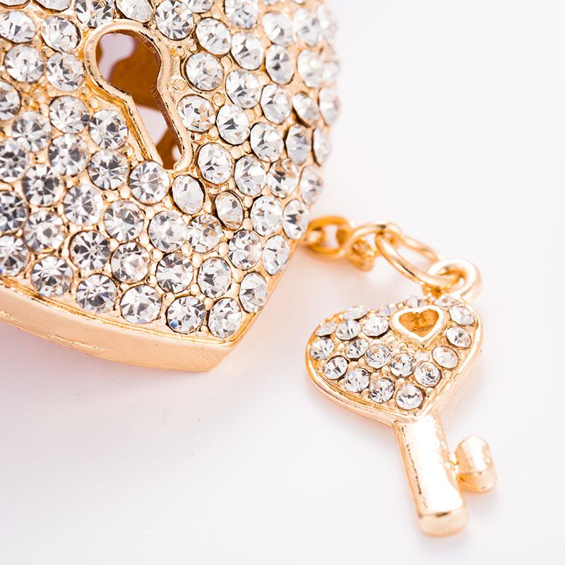 Sparkling Crystal Love Lock Key Chain Women's Luxury Handbag Pendant Souvenir Gift for Friends