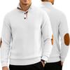 Men's Patterned Pullover Sweatshirt, Lapel Single Breasted Slim Fit Top with Welt Pockets