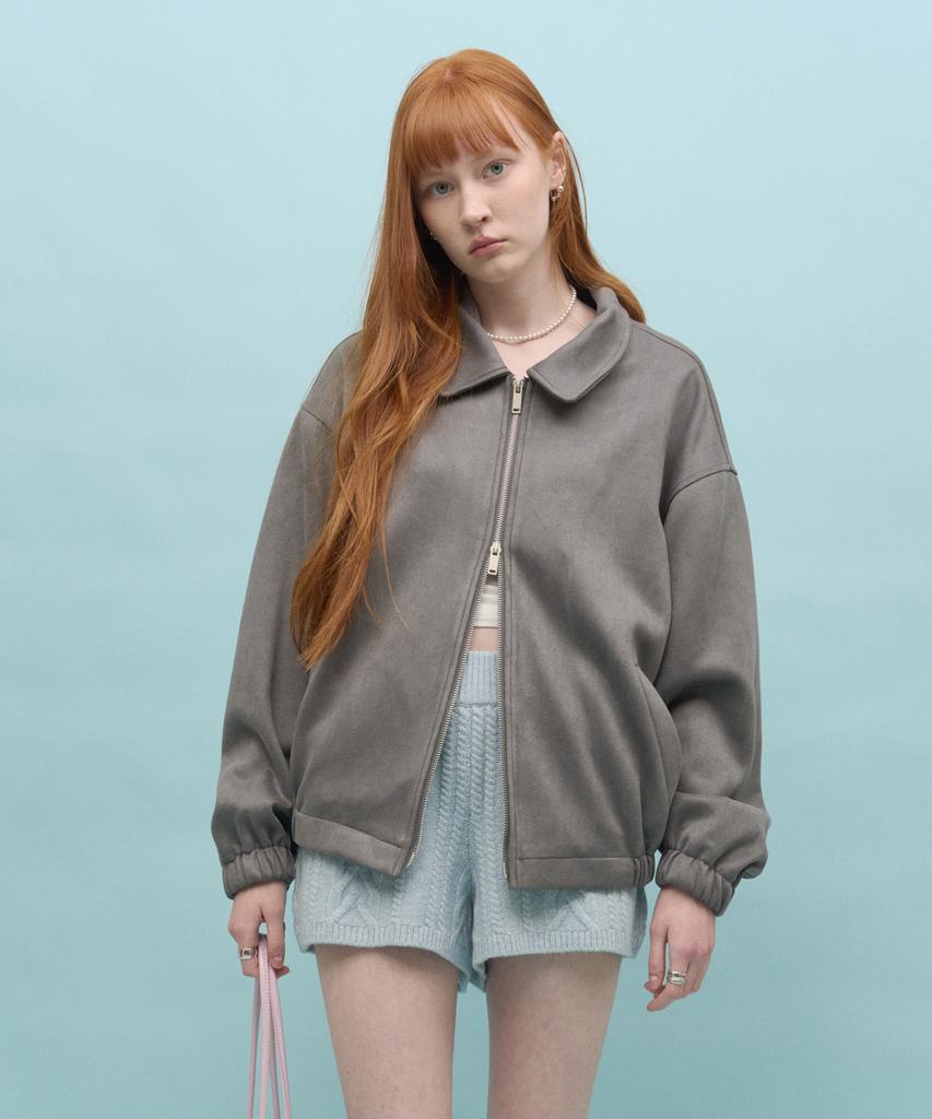 Black Moment Signature Suede Oversized Jacket 2Way [Grey]