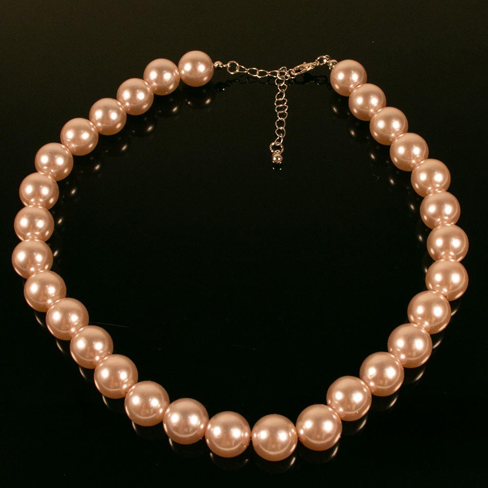 

European and American jewelry, exaggerated colored pearl beaded necklace women, fashionable geometric round bead collar collarbone chain 6MM
