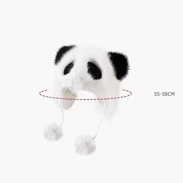 WTEMPO Winter Cute Cartoon Panda Shaped Faux Fur Warm Hats Windproof Cold-proof Thick Plush Ear Protection Soft Hats