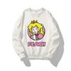 Super Marios Bros Cartoon Sweatshirt for Children Anime Figures Luigi Toad Bowser Yoshi Peach Cosplay Long Sleeved Tops