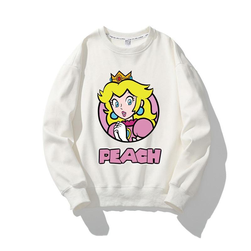 Super Marios Bros Cartoon Sweatshirt for Children Anime Figures Luigi Toad Bowser Yoshi Peach Cosplay Long Sleeved Tops