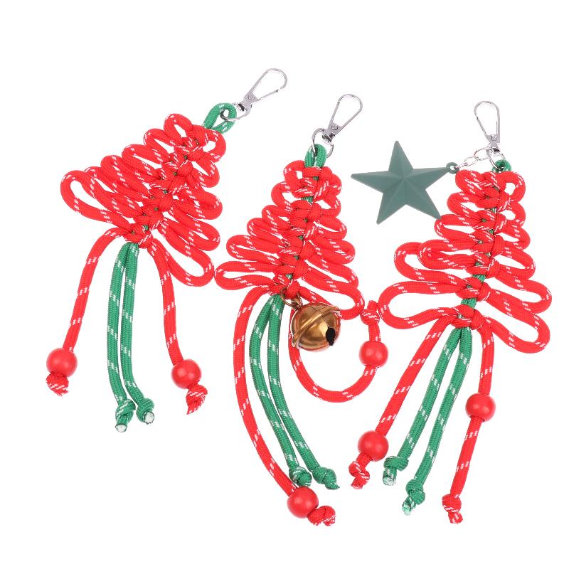 Hand-Woven Christmas Tree Keychain Trendy Creative Braided Rope Keyring  Bag Pendant Hanging Decoration For Xmas Gifts
