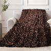 Modern Coffee Bean Print Blanket Contemporary Pattern Soft Cozy Warm Throw for Bed Sofa Office Travel Gift