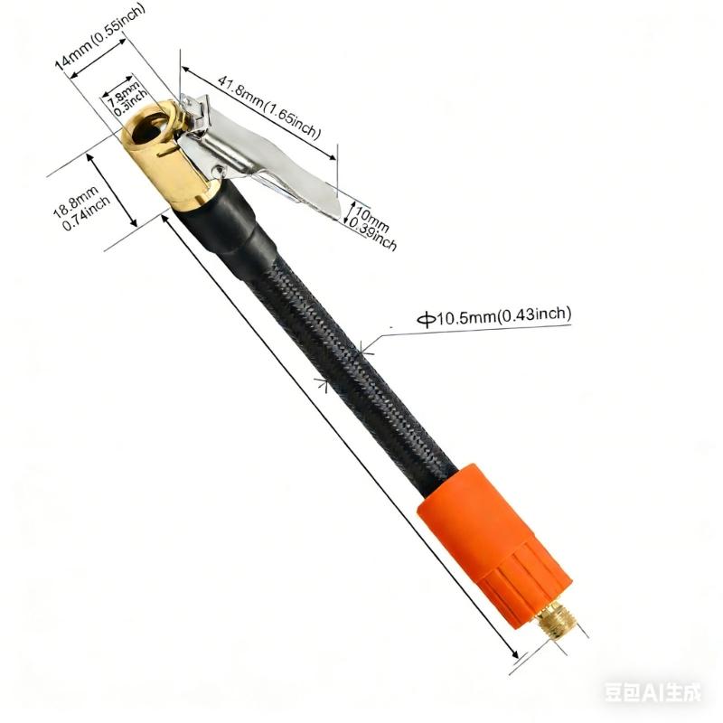 Strong Copper Air Chuck Strong Braided Rubber Air Hose Simple Installs for Tire Pump Inflator & Sports Equipment