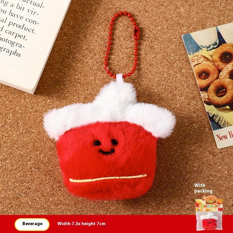 Creative Cute  Burger Potato  Chip  Doll  Keychain  Bag Pendant Couple  Girl  Plush Hanging  Ornament Gift Bag Accessory