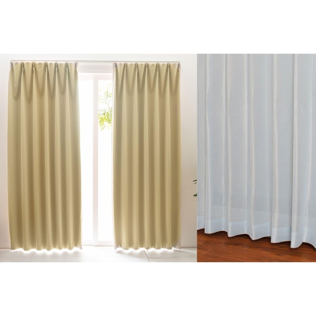 

Univer Set of Curtains Lace Grade 1 Light Flame Energy Hard to See Washable (with Curtains) - Blocking, Retardant, Saving, Through, бежевый