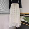 2025 Korean Style High Waist Slim Lace Skirt - Versatile Winter Long Skirt for Women