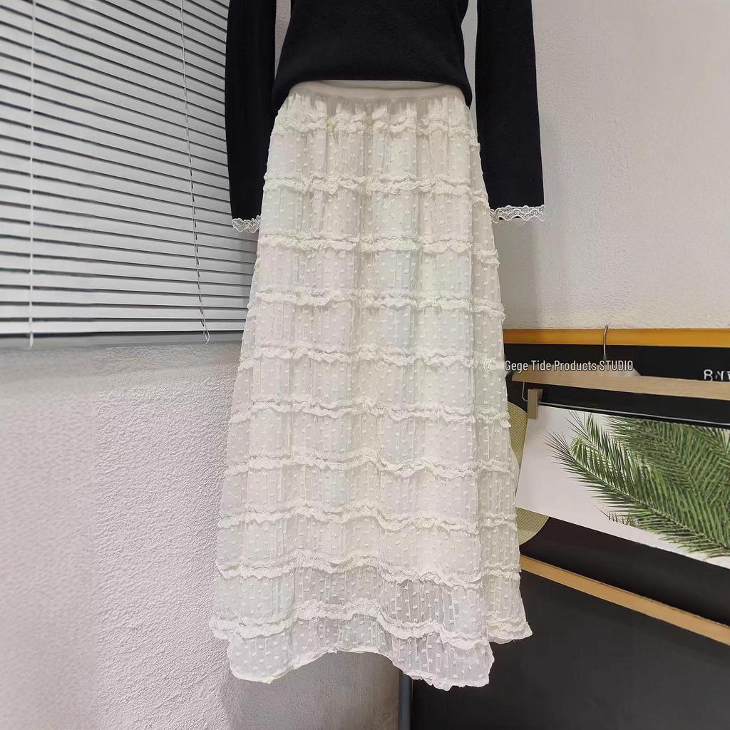 2025 Korean Style High Waist Slim Lace Skirt - Versatile Winter Long Skirt for Women
