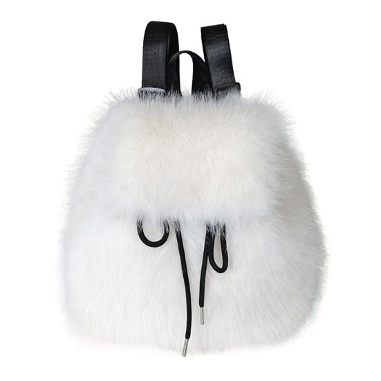 Женский меховой рюкзак Повседневный милый пушистый рюкзак-сумка Застежка-шнурок Мягкий пушистый рюкзак для девочек для уличных прогулок поездок на работу повседневных дел бежевый 1190₽