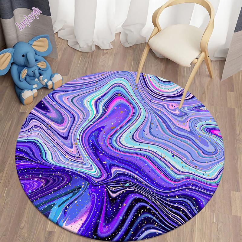 Circular Carpet In Galaxy Space Living Room Bedroom Bathroom Soft Flange Floor Decoration Non Slip