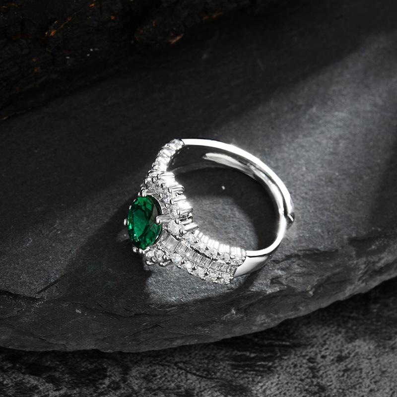 Silve Gorgeous Shiny Stone Green Zircom Ring For Women Engagement Wedding High Quality Fine Jewelry