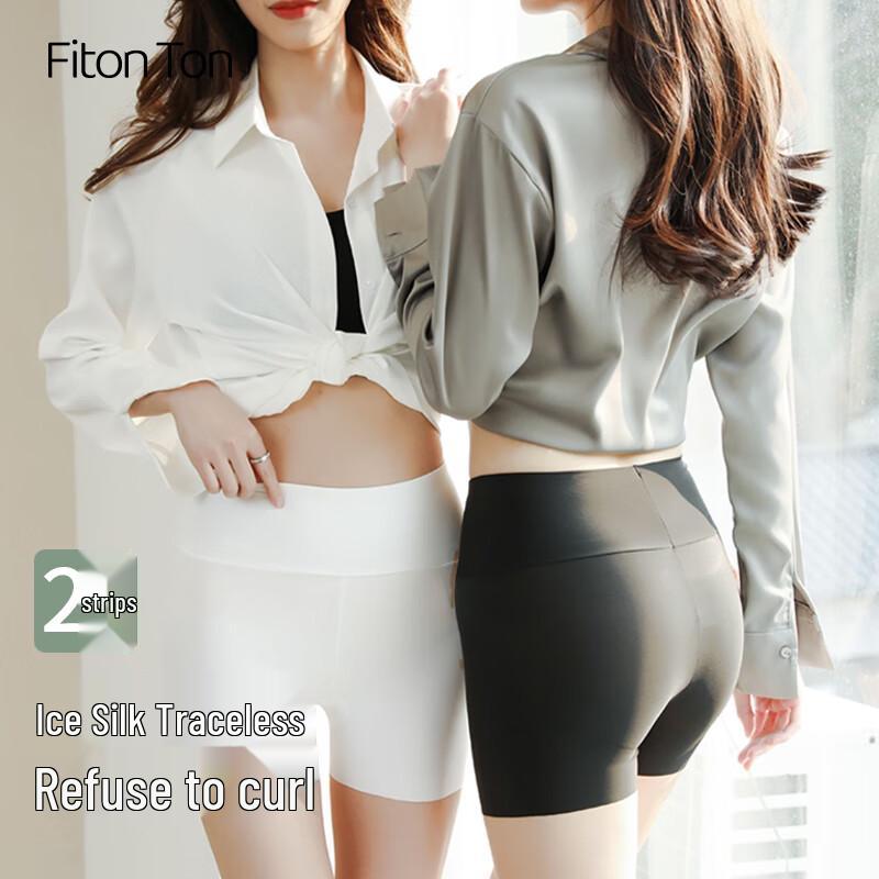 FitonTon Women s Ice Silk High-Waist Safety Shorts L