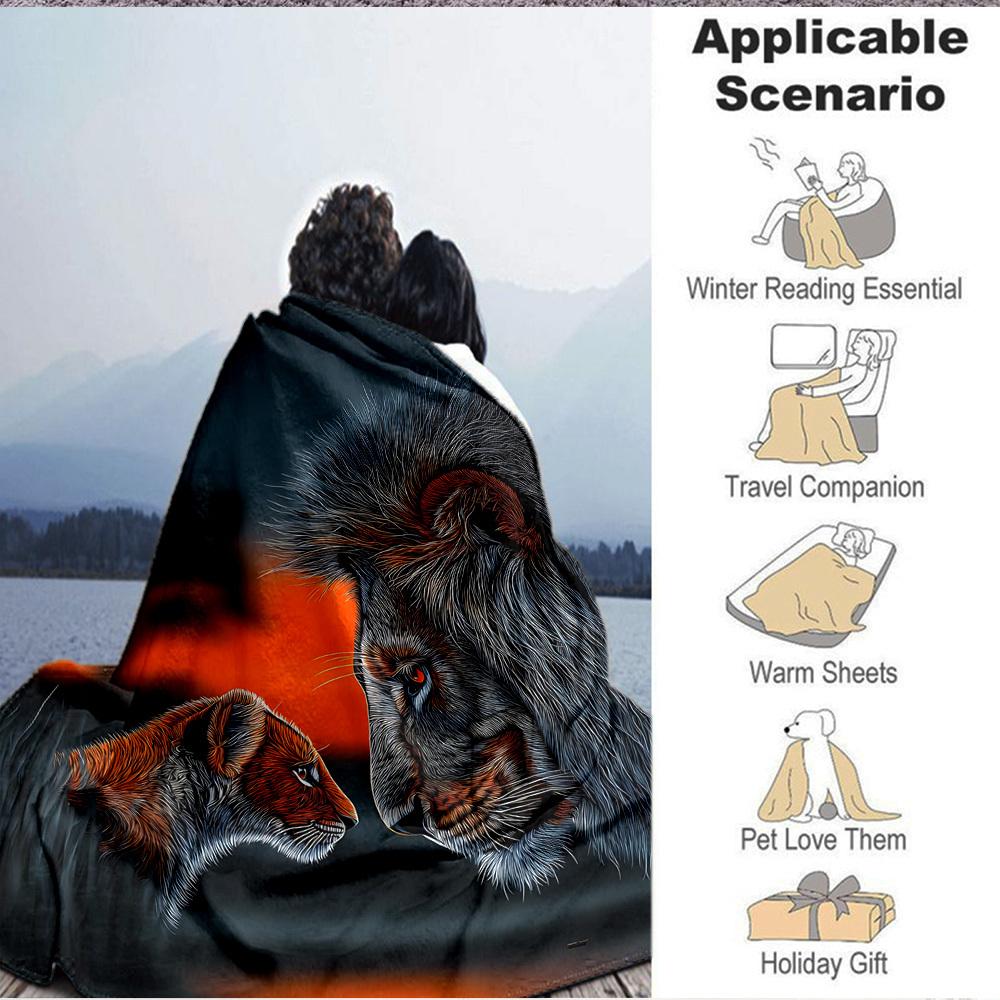 1pc Lion, Sunset Blanket Lightweight Blanket Throw Blanket For Sofa, Bed, Travel, Camping, Livingroom, Office, Couch, Chair yy251010049