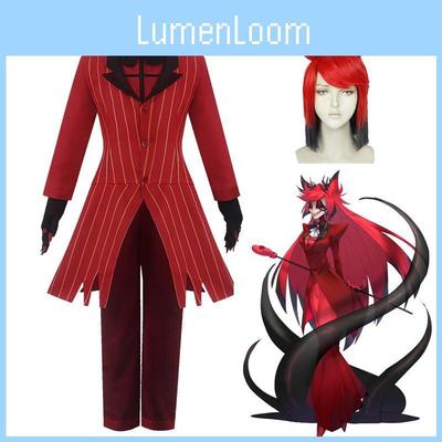 Prachtig Hazbin Hotel Alastor Cosplay Kostuum Set Met Levendig Rood En Zwart Ontwerp