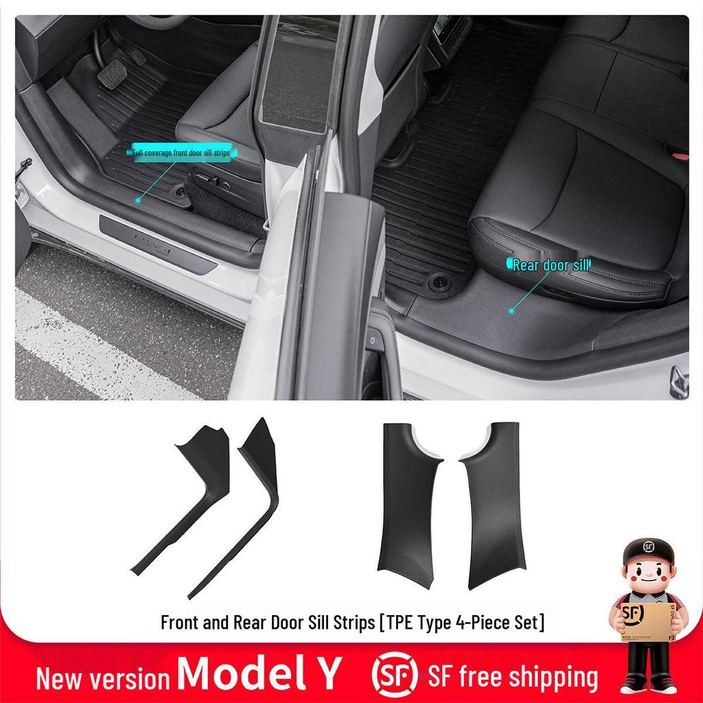 Tesla Model Y Door Sill Scuff Plates - Anti-Step TPE Welcome Pedals
