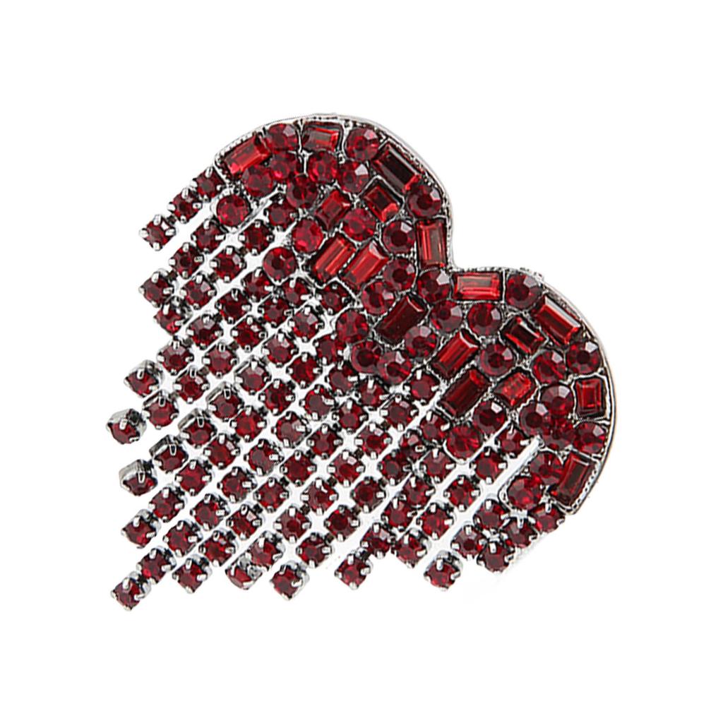 Hjerteformet duskbrosje Skinnende legering Røde rhinsteiner Brosjenål Smykker for dansende fest dating