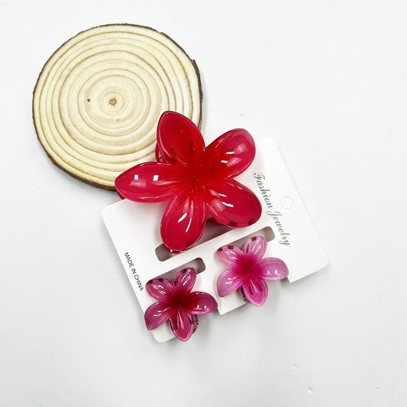 Sada skřipců do vlasů s frangipani: Květinové vlasové doplňky s imitací mramoru pro módní svátky