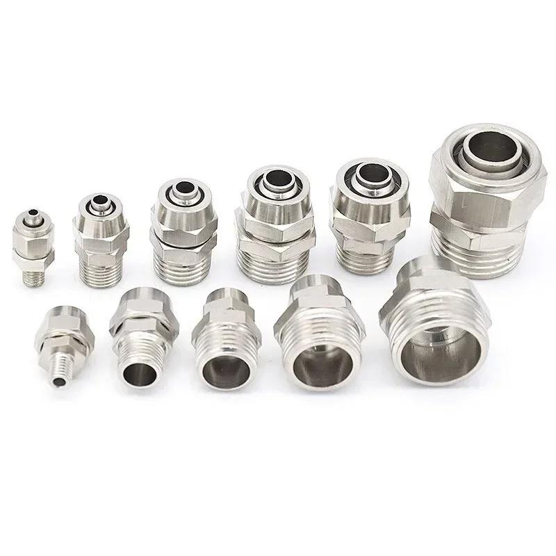 PC 4 6 8 10 12mm Pipe Tube to 1/8 1/4 3/8 1/2 trachea Quick screw connector copper pneumatic components Fast twist joint