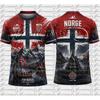 Maglia da Calcio 3D da Uomo Norge Norvegia Felpa T-shirt Asciugatura Rapida Adatta per l'Uso Quotidiano e Abbinamenti Familiari