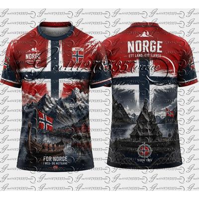 Men's Norge Norway 3D Printed Football Jersey Quick Drying Sweatshirt T-shirt Suitable for Daily FamilyMatching