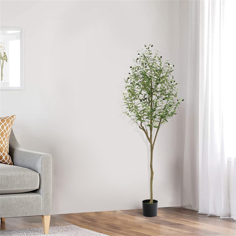 5.9 FT High Indoor Large Artificial Olive Tree, Potted Olive Silk Tree, Modern Artificial Plants Olive Tree For Bedroom Decor