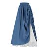Vintage Style Double Layer Lace Patchwork Midi Skirt Plus Size High Waist A-Line Skirt Mid-Length Flared Skirt for Women