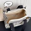 Striped Canvas Tote Bag with Zippered Outer Pocket – Versatile, Large-Capacity Bag for Women As Lunch, Mummy, or Work Bag