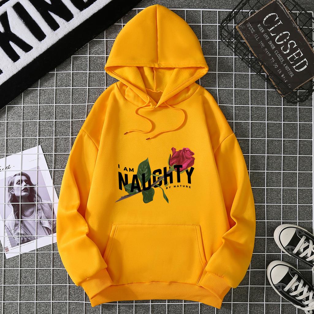 Women's Real Shot American Plant-printed Sweater Hooded Autumn and Winter New Men's and Women's Models