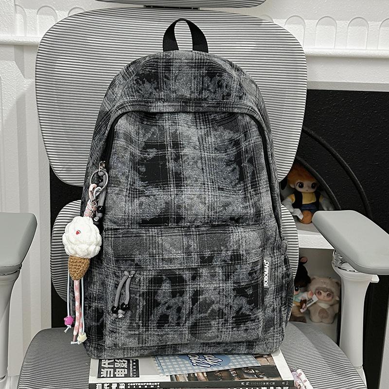 Schoolbag Japanese ins autumn and winter retro plaid schoolbag female British college style college student class travel versatile backpack